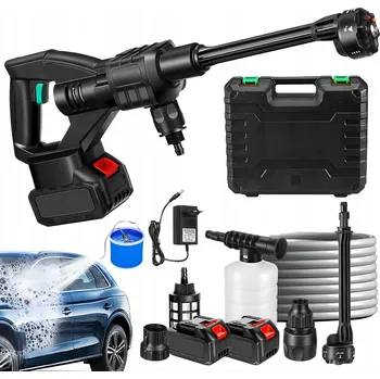 Vysokotlaký čistič Akumulátorová tlaková myčka 100 bar 500 W 21 V + 2 baterie pro auto a zahradu
