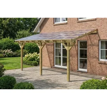 Zahradní stavba Dřevěná pergola ke zdi domu 500x300