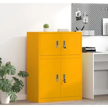 Zásuvkový kontejner vidaXL Úložná skříňka Hořčicově žlutá 80 x 40 x 40 cm Ocel [891673]