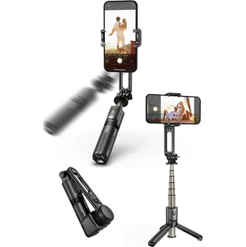 Selfie tyč Techsuit - Mini selfie tyč (L18Mini) - stabilní gimbal/stativ s dálkovým ovládáním Bluetooth, 360 otáček, 70 cm - černá