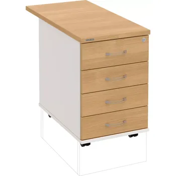 Zásuvkový kontejner Kancelářský kontejner K 34 C N 80 - DUB , BÍLÁ