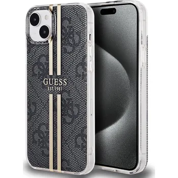Pouzdro na mobilní telefon Guess - Pevné pouzdro IML 4G Gold Stripe (GUHCP15MH4PSEGK) - iPhone 15 Plus - černé
