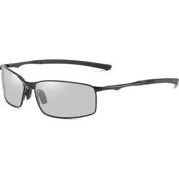 Sluneční brýle Techsuit - Sluneční brýle polarizační (559) - pánské, s UV ochranou a kovovým rámem, obdélníkové - černé / fotochromatické