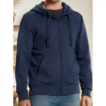 Pánská mikina Sinsay - Základní rozepínací mikina s kapucí a kapsami - námořnická modrá - 2328O-59M - 2328O-59M-2XL