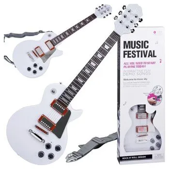 Hudební nástroj pro děti JOKOMISIADA Dětská elektrická kytara s popruhem bílá