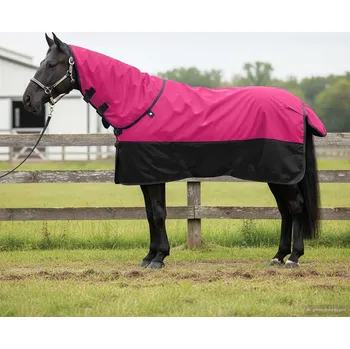 Jezdecké sedlo vidaXL Deka pro koně Růžová a černá 135 cm Polyester [42013153]