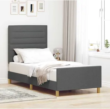Ložnice vidaXL Rám postele s čelo Tmavě šedá 90 x 200 cm textil [3344621]