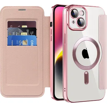 Pouzdro na mobilní telefon Techsuit - Pouzdro SmartMag Book - iPhone 14 - růžové