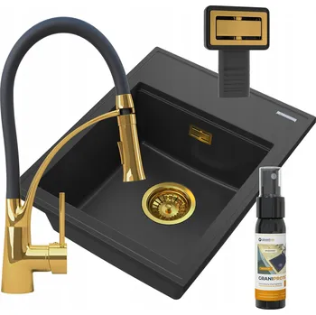 Granitový dřez Jednokomorový granitový dřez Granitan ALOR, černý