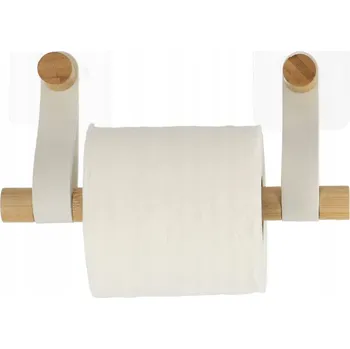 Držák toaletního papíru Chic bílý s bambusem, moderní, bez vrtání