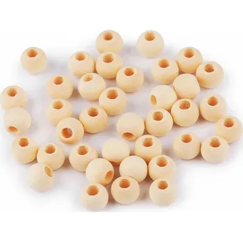 Dětské navlékací korálky Dřevěný korálek Ø10 mm - natural s větším průvlekem VÝHODNÉ BALENÍ 30g (cca 100ks)