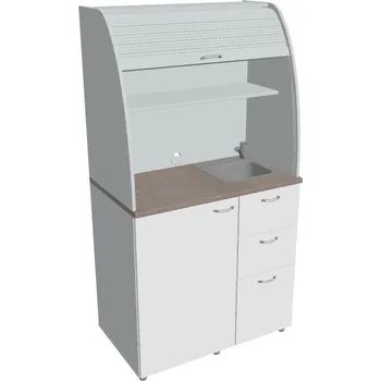 Kuchyňská linka Kuchyň soliterní pravá - KU 3 3 P (s lednicí dřezem a baterií) - BÍLÁ , ŠEDÁ