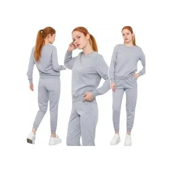 POHODLNÝ TEPLÁKOVÁ SOUPRAVA BASIC DVOUDÍLNÝ TEPLÁKOVKA DÁMSKÝ ŠEDÝ VEL