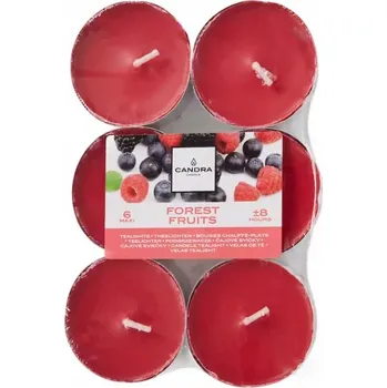 Svíčka Parafínové čajové svíčky s vůní lesních plodů Candra 6 ks