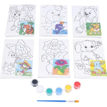 Malířské plátno s předlohou 10x15 cm + barvy a štětec Mix