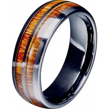 Prsten Černý Prstýnek Prstýnek s dřevěným jádrem - Velikost 30