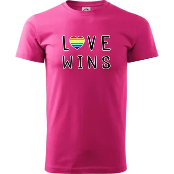 Pánské tričko Love wins nápis - Klasické pánské triko vyšší gramáže - 4XL ( Purpurová )
