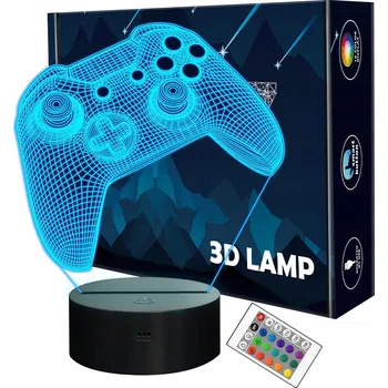 Lampička MODERNÍ 3D LAMPA GAMEPAD S AKRYLOVOU DESKOU A DÁLKOVÝM OVLADAČEM PRO ZMĚNU BAREV