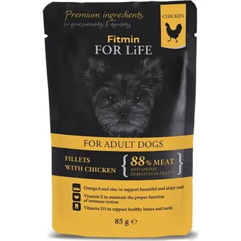Krmivo pro psa Kapsička pro psy Fitmin For Life Kuřecí se šunkou 85 g - EXPIRACE 27.11.2025 EXP 27.11.2025