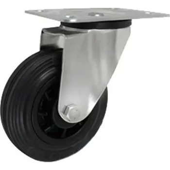 Pojezdové kolečko Pryžové kolo s plastovým diskem v otočné vidlici 100 mm