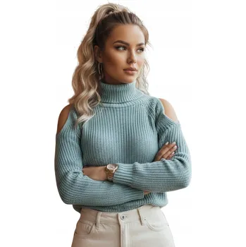 Dámský svetr DStreet dámský svetr zelený klasický ke kyčlím univerzální velikost