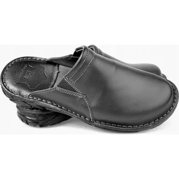 Pracovní obuv Pánské Polské kožené potahované nazouváky MAXIMUS , přírodní kůže, 026 černé, velikost 44