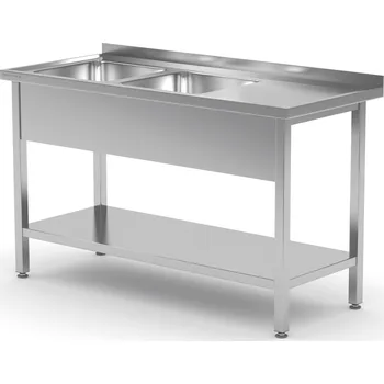 Jídelní stůl TECHNICA Stůl s dvojitým umyvadlem, levý, s policí 1500x700x850 mm | TECHNICA, 223L1570