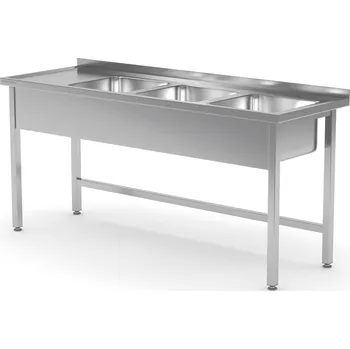 Jídelní stůl TECHNICA Stůl s pravým třímístným dřezem bez police 1600x600x850 mm | TECHNICA, 224P1660