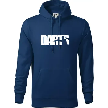Pánská mikina Darts - nápis se šipkařem - Mikina pánská Cape s kapucí - 5XL ( Půlnoční modrá )