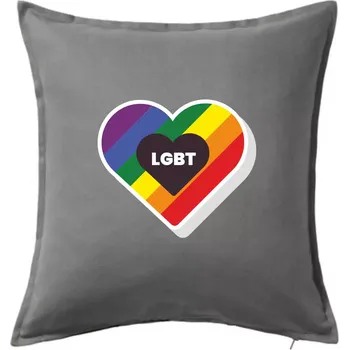 Polštář LGBT srdce duhové - Polštář 50x50 - 50x50 - Pouze potah ( Tmavě šedý melír )