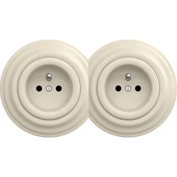 Elektrická zásuvka Kliklap - Dvojitá retro zásuvka domovní s rámečkem 230V béžová