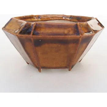 Květináč Keramická bonsai miska 8,5 x 8 x 4 cm hnědá