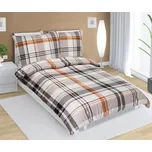 Povlečení bavlněné šedooranžové káro 140x200, 70x90 cm