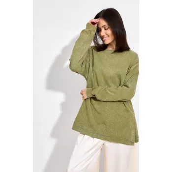 Dámské tričko Dámské tričko s dlouhým rukávem 100% Bavlna Oversize Stonewash Velikost 46/48