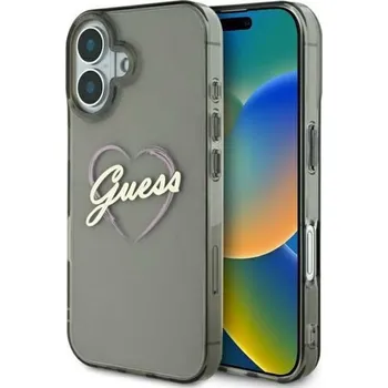 Pouzdro na mobilní telefon Guess - Pevné pouzdro IML Heart (GUHCP16MHCHGSPK) - iPhone 16 Plus - černé