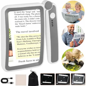 10 LED LUPA S PODSVÍCENÍM PRO ČTENÍ SKLO ZVĚTŠOVACÍ 4x SE SVĚTÝLKY