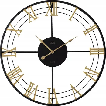 Hodiny EFEKTNÍ VELKÉ ČERNÉ ZLATÉ HODINY NA ZEĎ JVD LOFT HJ103.1 57 cm ŘÍMSKÉ ČÍSLICE