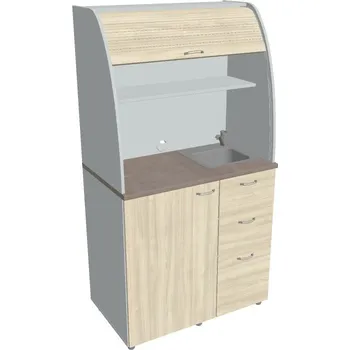 Kuchyňská linka Kuchyň soliterní pravá - KU 3 3 P (s lednicí dřezem a baterií) - AKÁT , ŠEDÁ