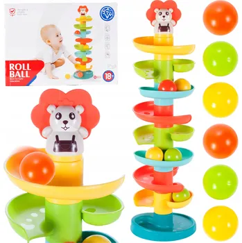 Hračka pro nejmenší KLOUZAČKA NA MÍČKY 60CM VELKÁ BAREVNÁ PRO DĚTI VĚŽ KULIČKOVÁ DRÁHA LEV