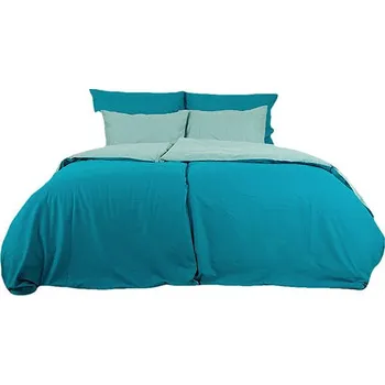 Povlečení B.E.S. - Petrovice Povlečení bavlna double face zip - Tyrkys/olivové 140 × 200 cm