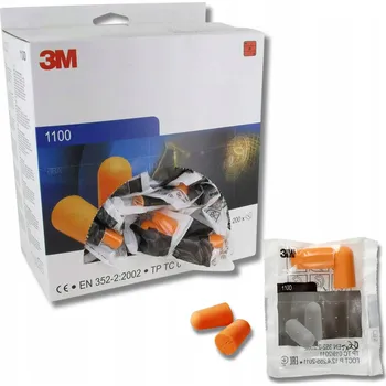 Špunt do uší Špunty do uší Zátkové chrániče sluchu Protihlukové vložky 3M 1100 Vložky 100 párů