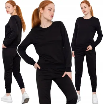 TEPLÁKOVÁ SOUPRAVA SOUPRAVA TEPLÁKOVKA ZÁKLADNÍ DVOJDÍLNÁ DÁMSKÁ TEPLÁKOVÁ SOUPRAVA ČERNÁ VEL L