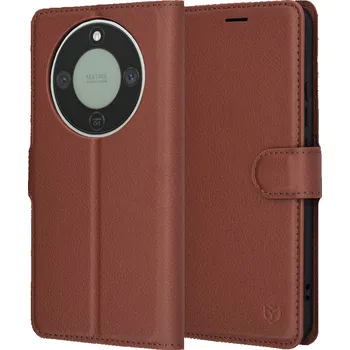 Pouzdro na mobilní telefon Flipové pouzdro Techsuit Leather Folio pro Honor Magic8 Lite - Hnědé