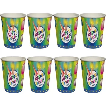 Party dekorace Papírové kelímky Narozeniny Happy Birthday 8ks