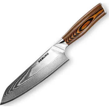 Kuchyňský nůž Kiritsuke (mistr-šéf, santoku) nůž Seburo SUBAJA Damascus, 18 cm