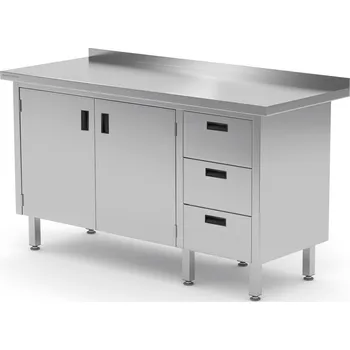 Jídelní stůl TECHNICA Nástěnný stůl s trojzásuvkou vpravo a skříňkou s křídlovými dveřmi 1800x600x850 mm | TECHNICA, 138P1860