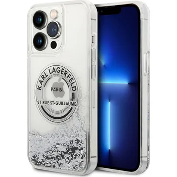Pouzdro na mobilní telefon Karl Lagerfeld - Pevné pouzdro s tekutými třpytkami (KLHCP14XLCRSGRS) - iPhone 14 Pro Max - stříbrné RSG