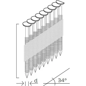 Hřebík KMR (BeA) hřebíky do hřebíkovačky D34 BK GAS BUC / 2,9 x 65 mm, 2200 ks hladké s plynem,OCEL