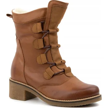Dámská zimní obuv Kotníkové Boty zimní dámské kožené zateplené vlnou Vysoké 317BB hnědé 36