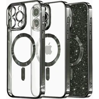 Pouzdro na mobilní telefon Techsuit - Luxusní třpytivý MagSafe - iPhone 16 Pro - černý